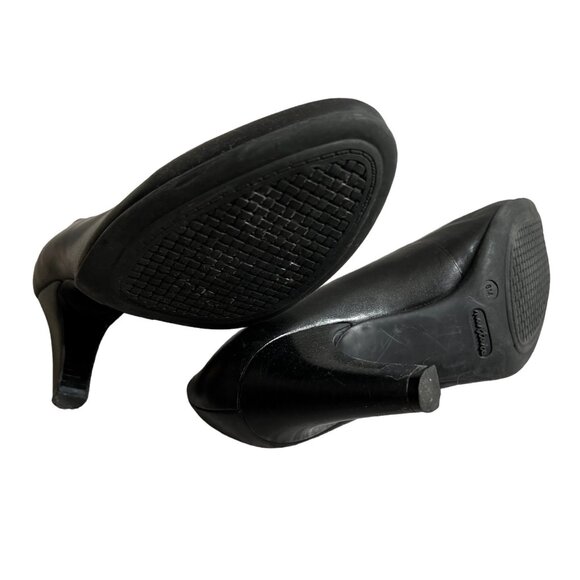 Nurture Avery Black Leather Career Comfort Fit Heels Sz 8 Womens Black Round Toe - Picture 9 of 10